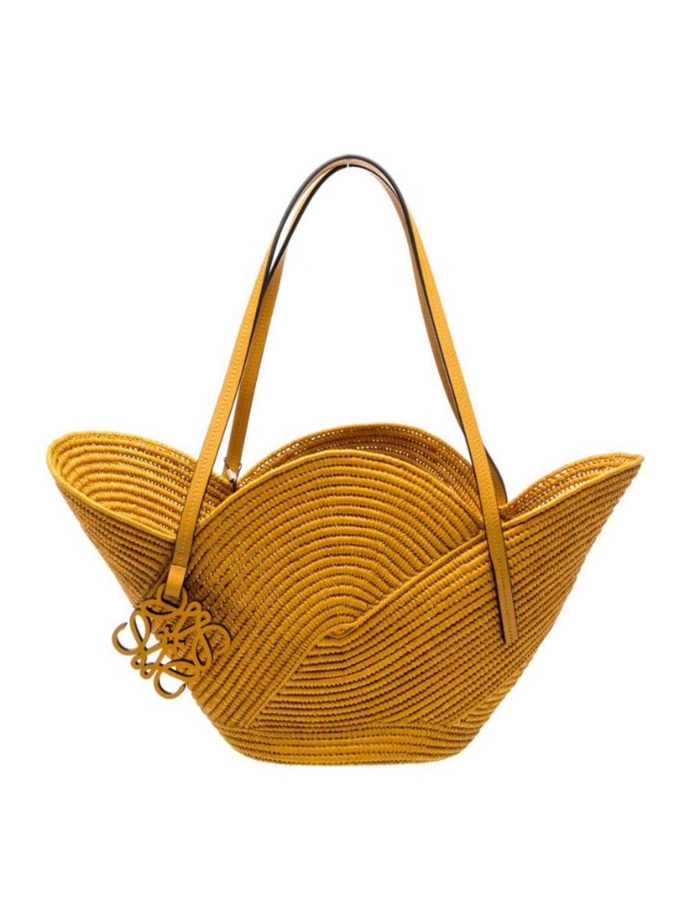 NWT - Loewe Raffia Basket Small 2023 Yellow Raffia Shoulder Tote Bag